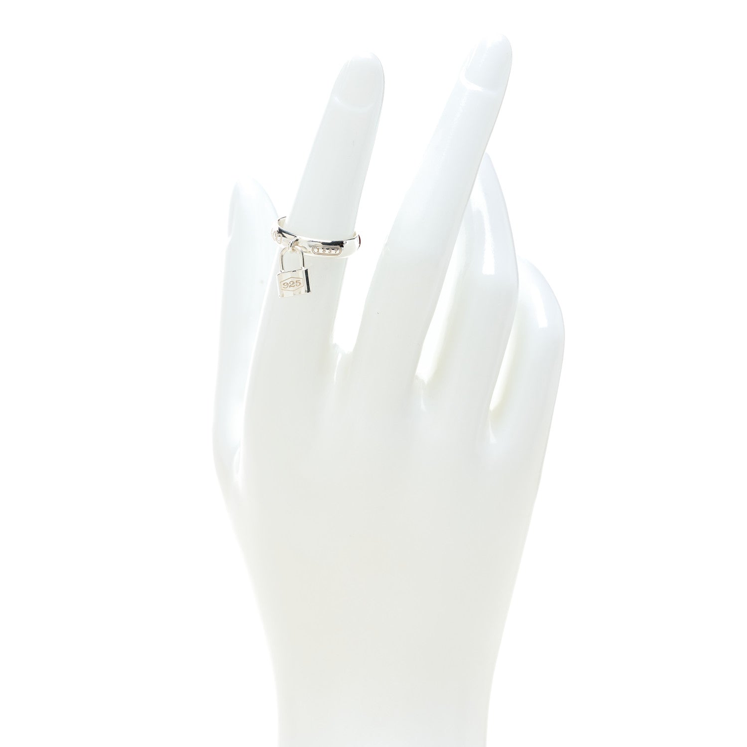 Tiffany Sterling Silver 1837 Lock Charm Ring 50 5.5 2 of 4