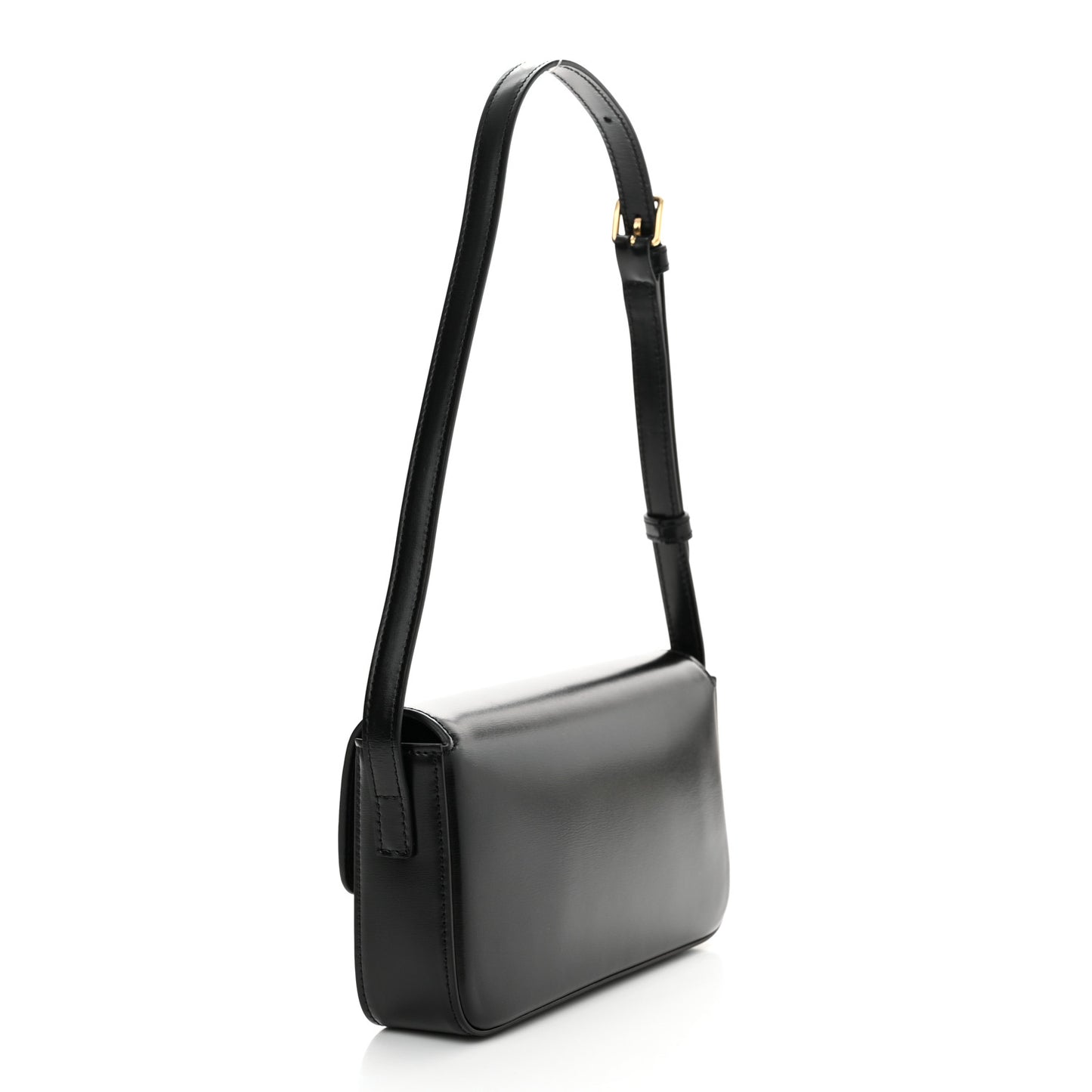 Shiny Calfskin Triomphe Shoulder Bag Black