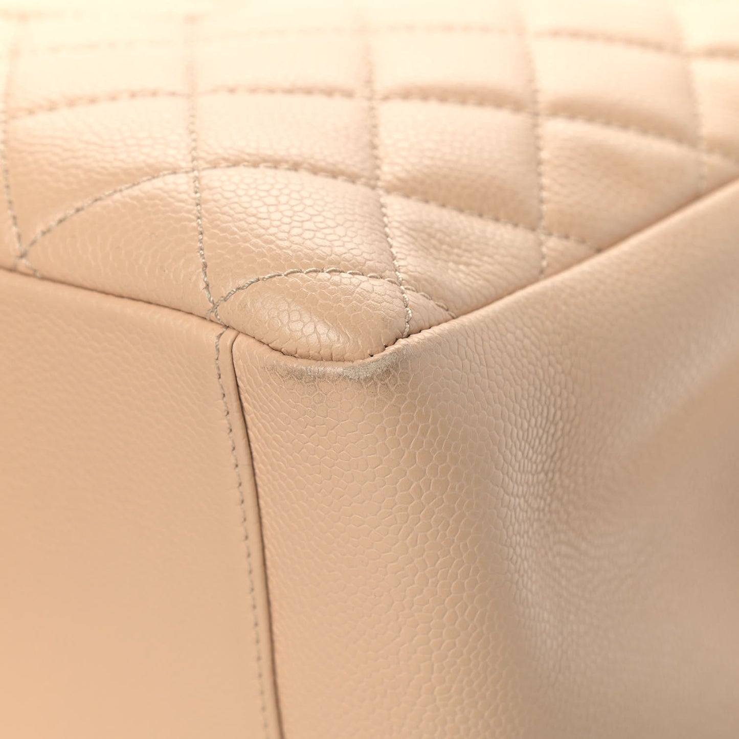 Caviar Quilted Grand Shopping Tote GST Beige
