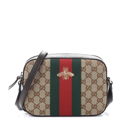 Gucci GG Supreme Monogram Web Small Webby Bee Shoulder Bag Dark Brown 1 of 9