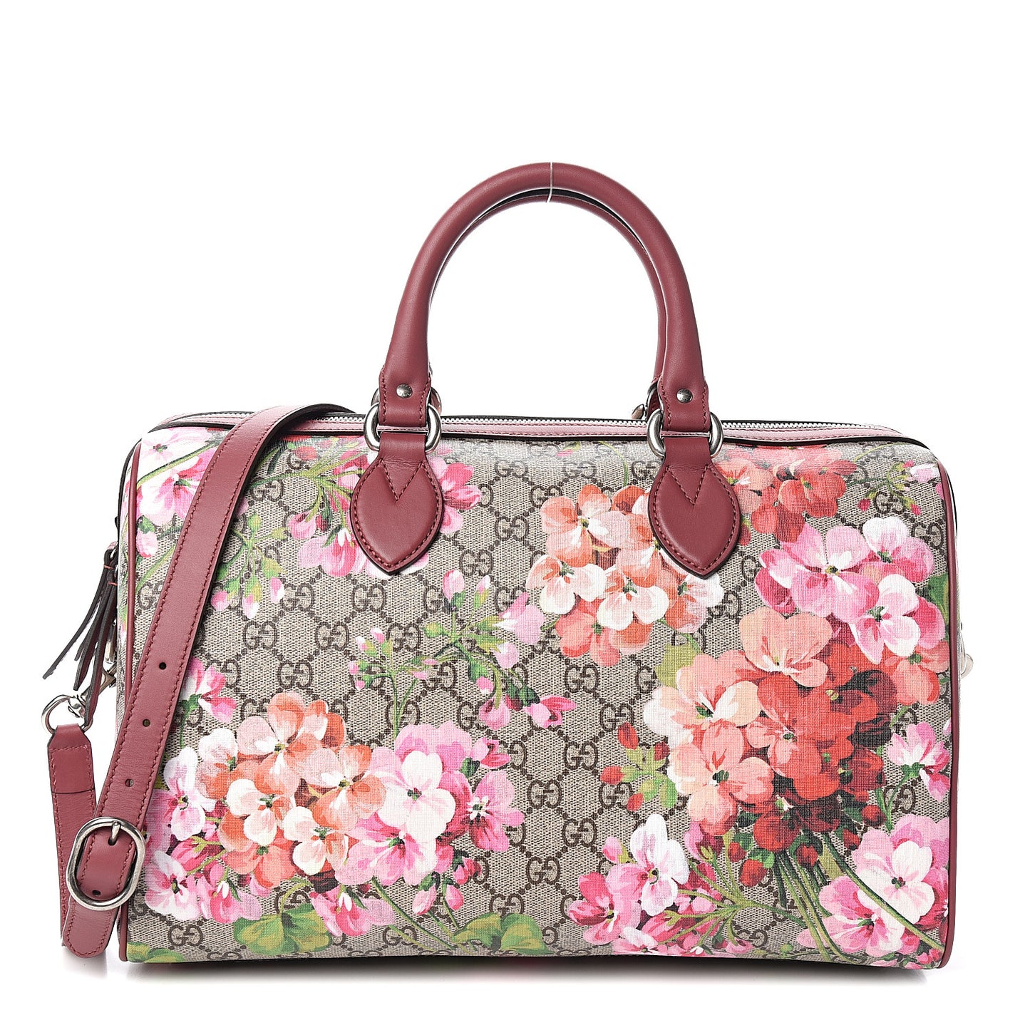 GG Supreme Monogram Blooms Medium Boston Beige Multicolor Dry Rose