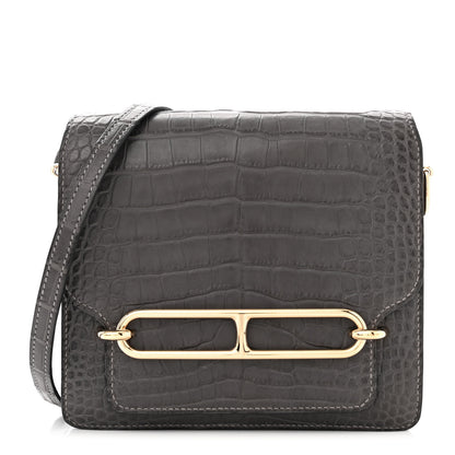 Hermes Matte Alligator Mini Sac Roulis Graphite 1 of 14