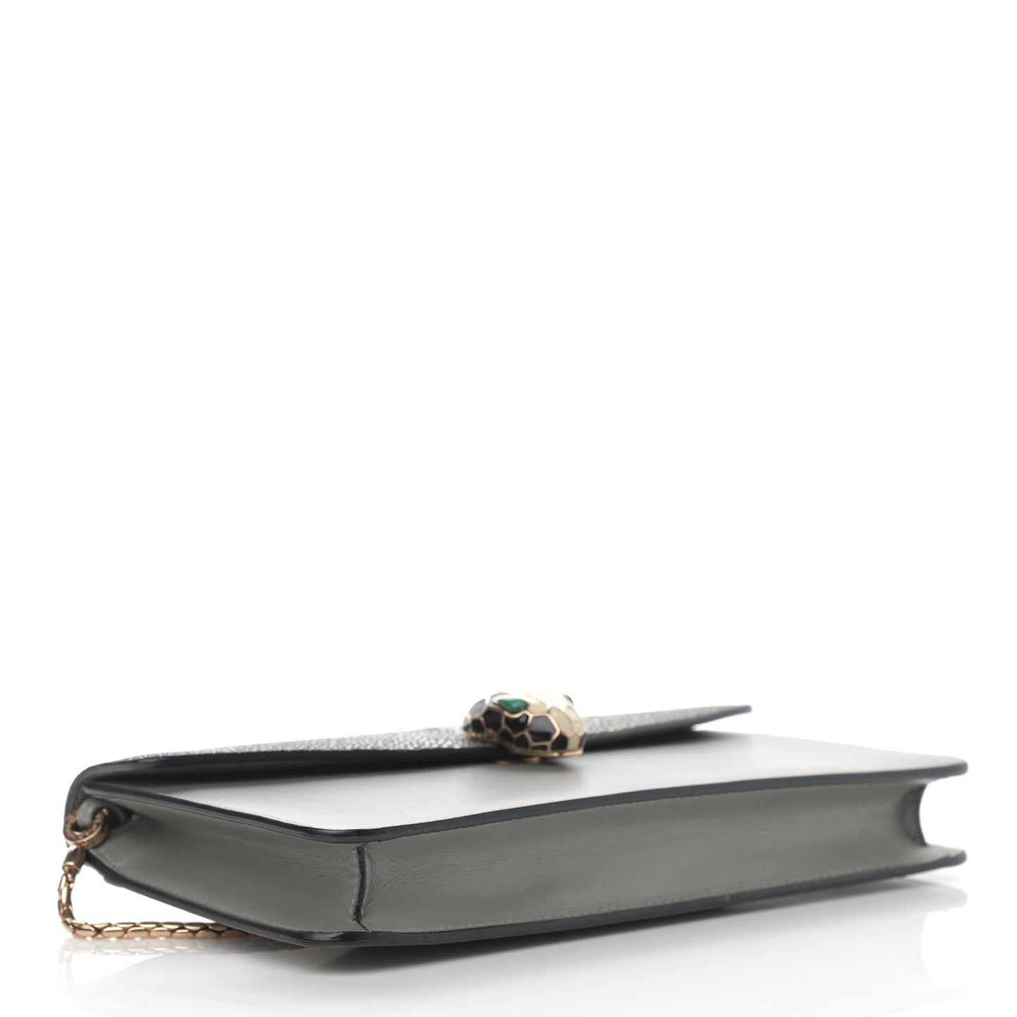 Calfskin Galuchat Serpenti Forever Flap Clutch Grey