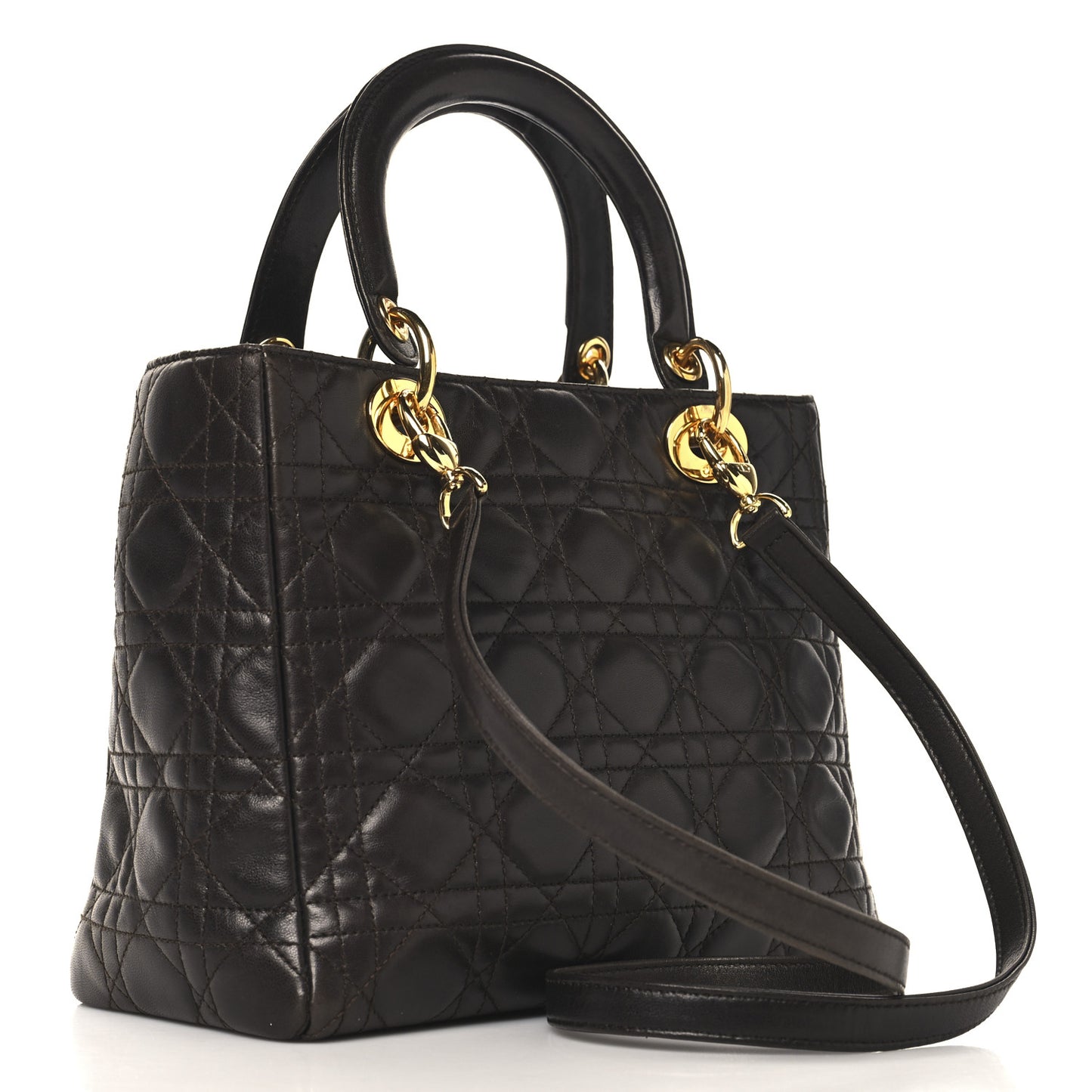 Lambskin Cannage Medium Lady Dior Dark Brown