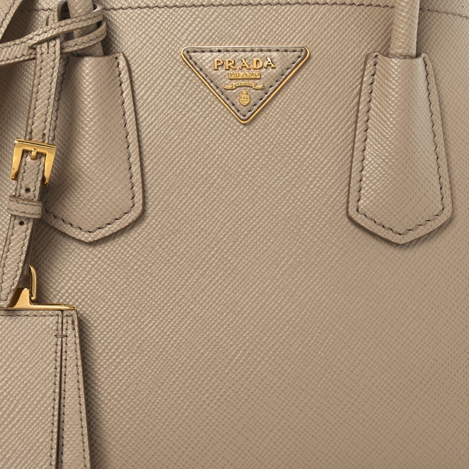 Prada Saffiano Cuir Mini Double Bag Sabbia 8 of 10