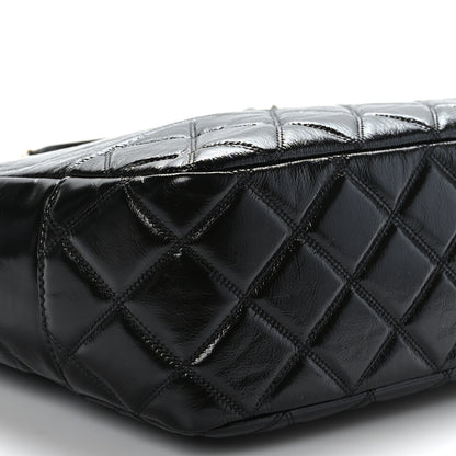 Chanel Shiny Aged Calfskin Quilted Large Shopping Bag Black 8 of 9