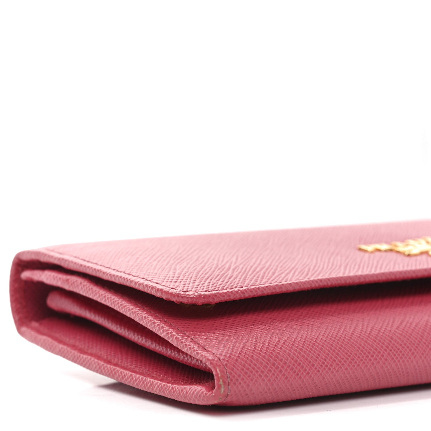 Prada Saffiano Metal Continental Flap Wallet Fragola Talco 7 of 8