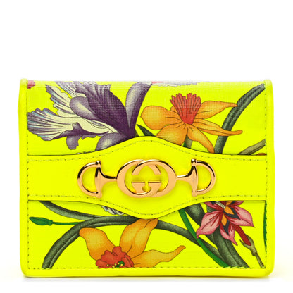 Gucci Calfskin Flora Print Zumi Card Case Yellow Fluo 1 of 11