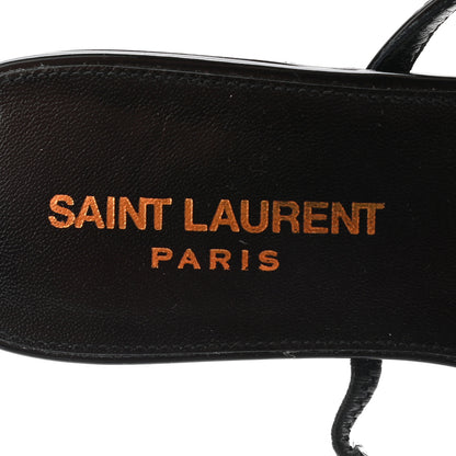 Saint Laurent Patent Calfskin Cassandra Monogram Sandals 37 Black 6 of 8