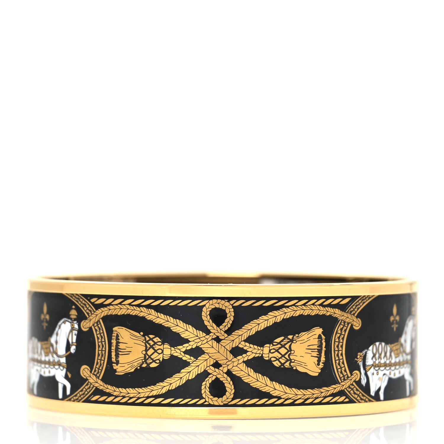 Hermes Enamel Printed Wide Grand Apparat Bracelet 65 Black 3 of 5