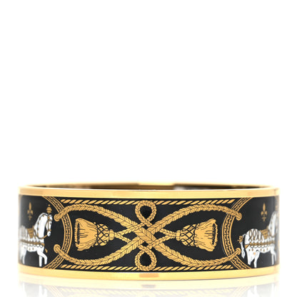 Hermes Enamel Printed Wide Grand Apparat Bracelet 65 Black 3 of 5