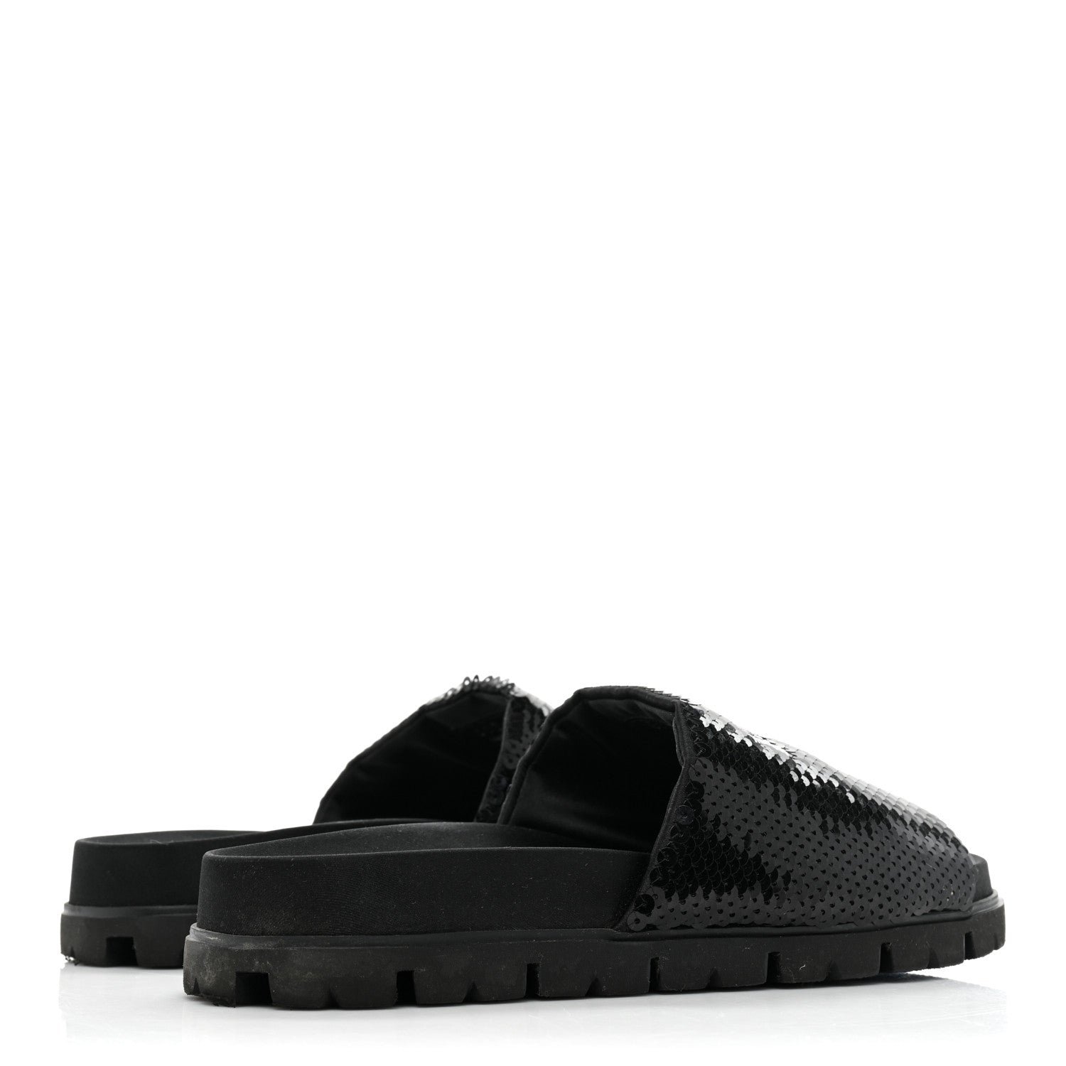 Prada Paillettes Sequin Logo Slide Sandals 36 Black 4 of 12