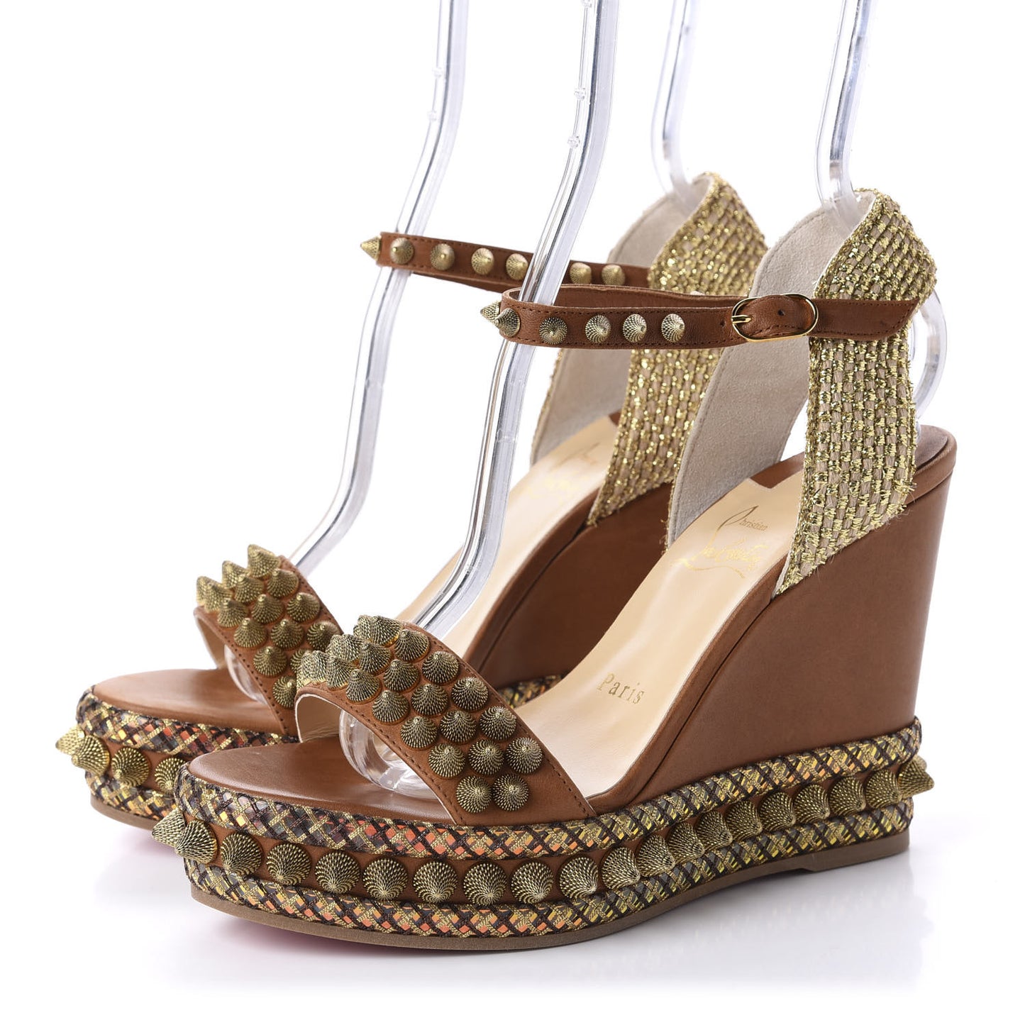 Calfskin Cordorella 110 Wedge Sandals 37 Version Cuoio