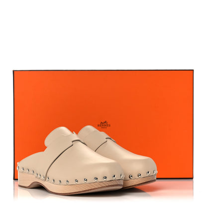 Hermes Calfskin Calya Mules 37 Hetre 10 of 10