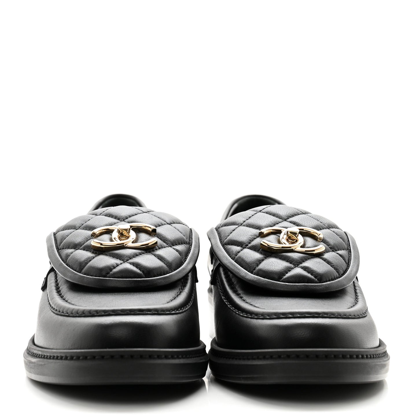 Lambskin Quilted CC Turnlock Loafers 40 Black