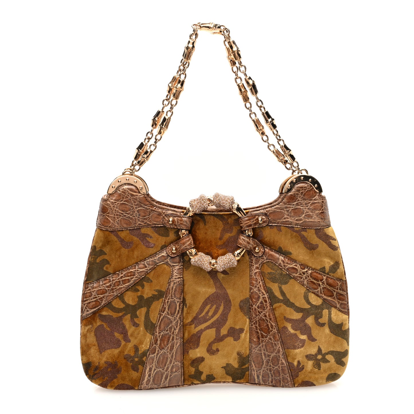 Velvet Alligator Tom Ford Jeweled Dragon Shoulder Bag Gold