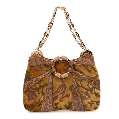 Gucci Velvet Alligator Tom Ford Jeweled Dragon Shoulder Bag Gold 1 of 10