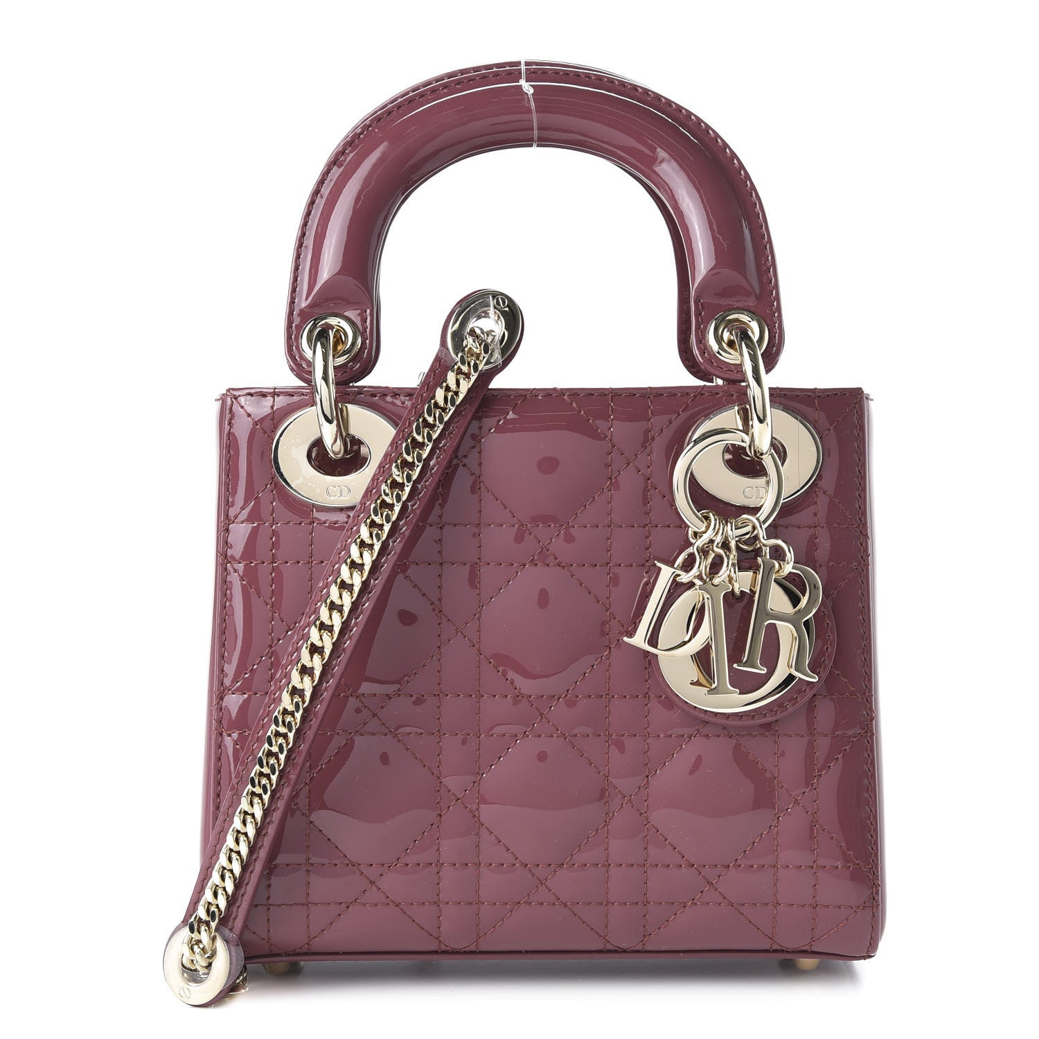Christian Dior Patent Cannage Mini Lady Dior Dark Pink 1 of 10