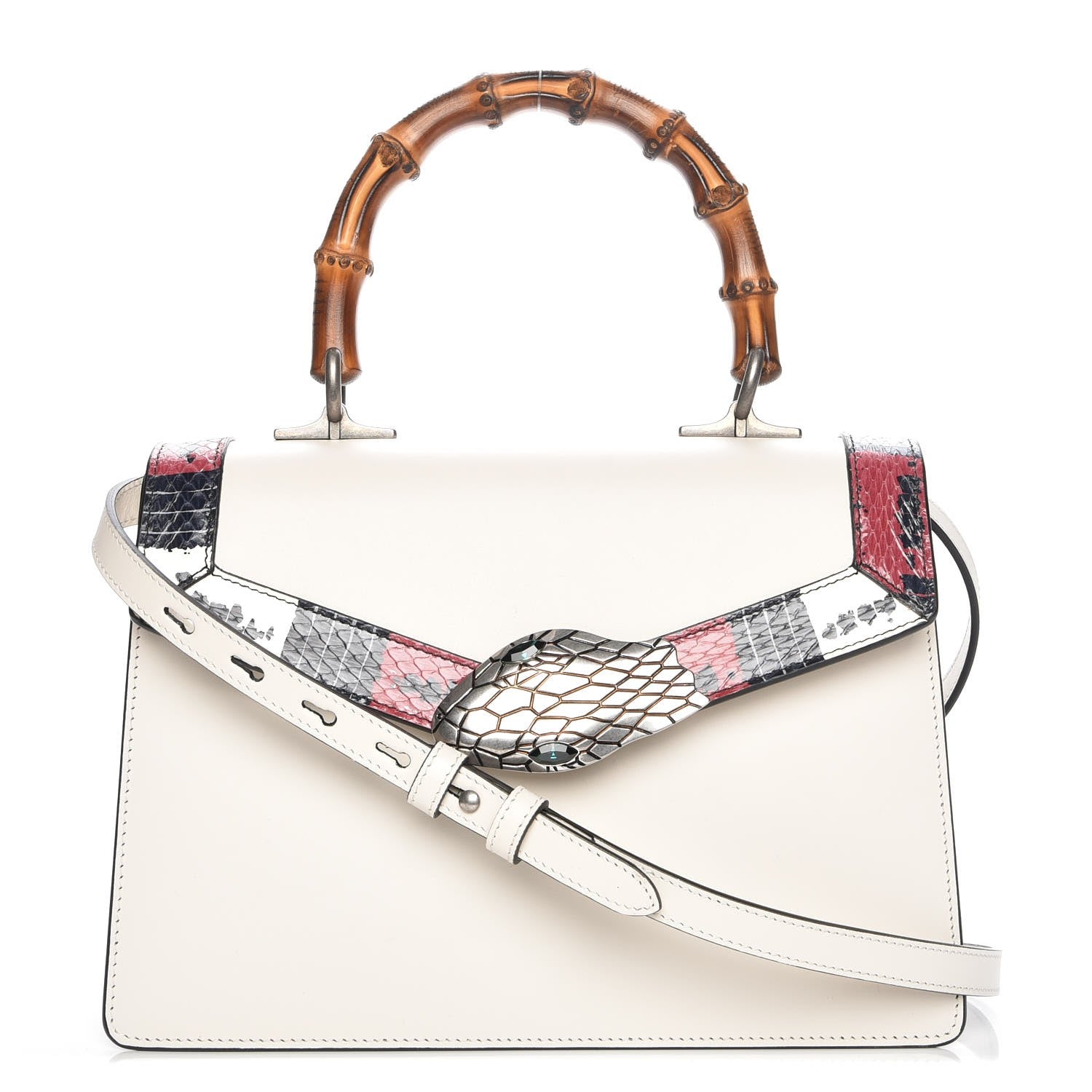 Gucci Calfskin Snakeskin Small Lilith Top Handle Bag White 1 of 8