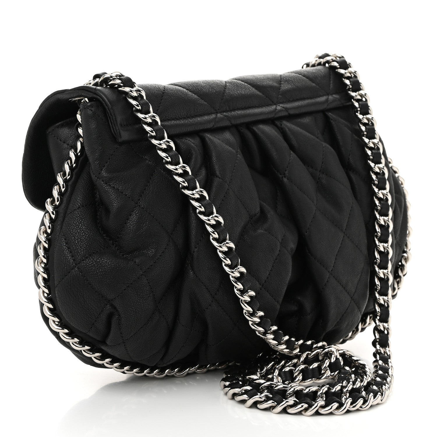 Chanel Washed Lambskin Quilted Mini Chain Around Messenger Black 3 of 10