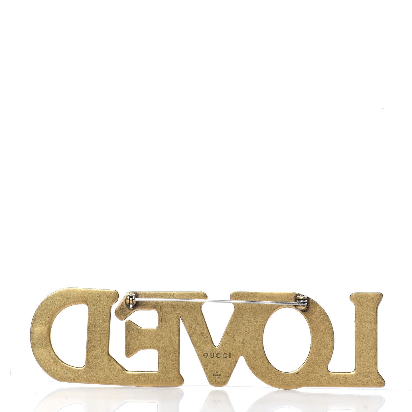 Metal Crystal Loved Pin Brooch Gold