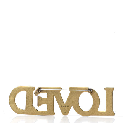 Gucci Metal Crystal Loved Pin Brooch Gold 3 of 5