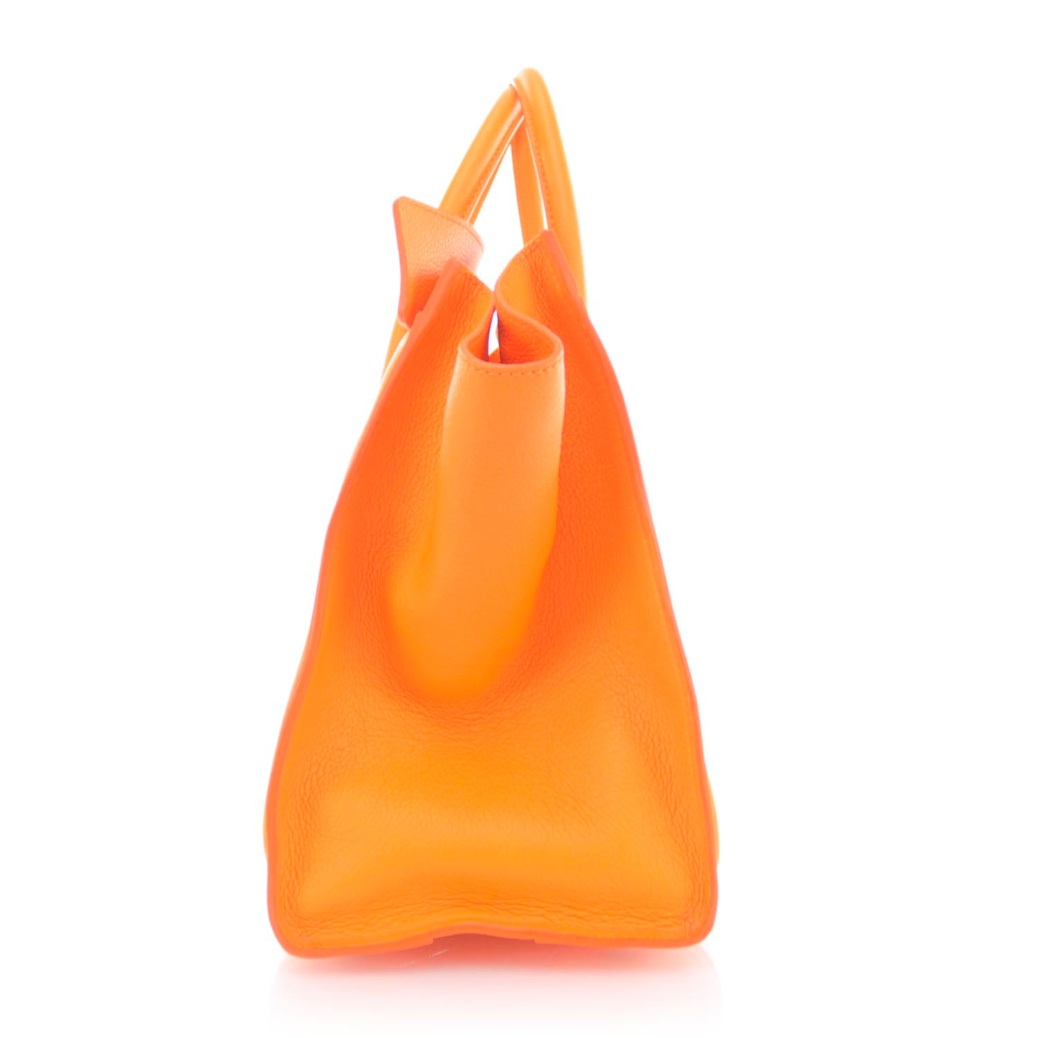 Celine Pebbled Leather Mini Luggage Bag Fluo Orange 6 of 10