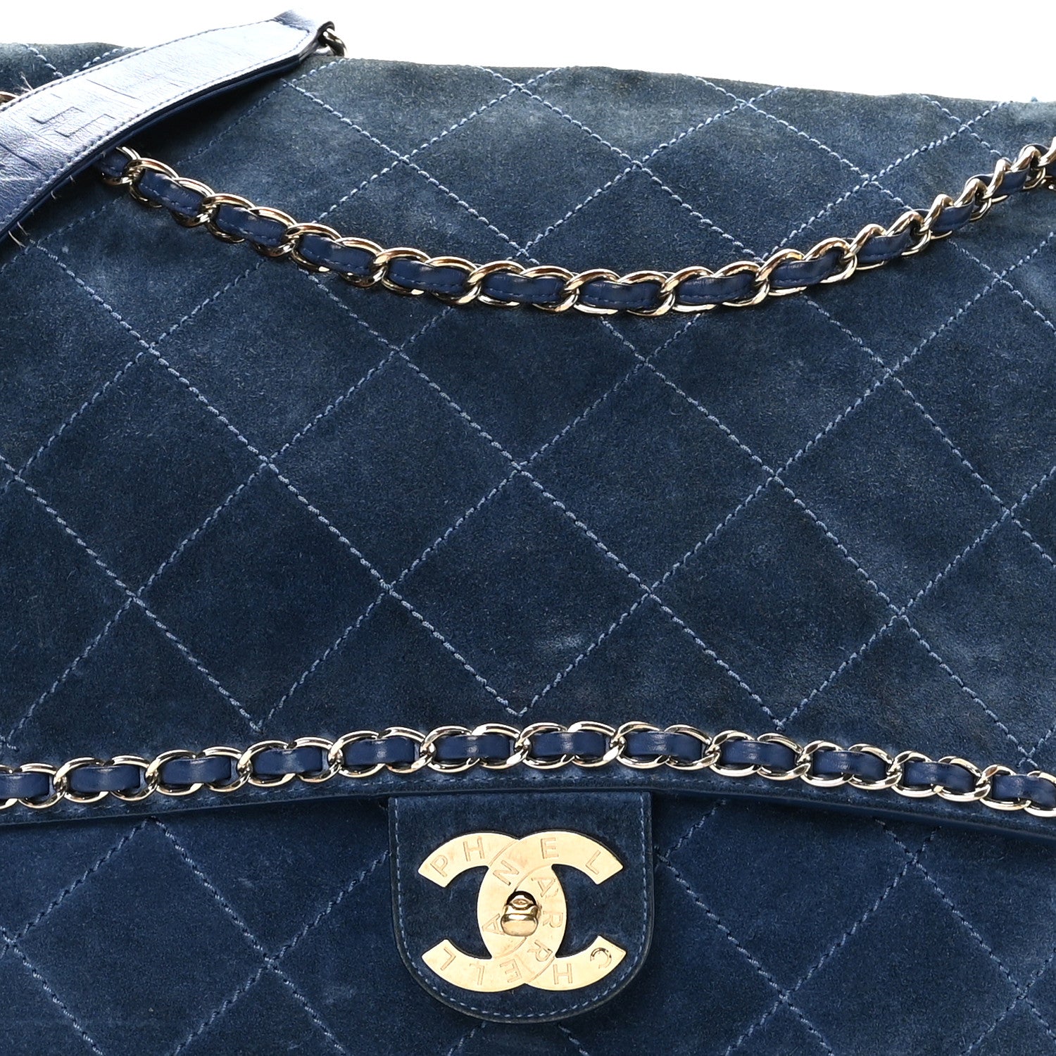 Chanel x Pharrell Williams Suede Lambskin XXL Flap Bag Navy 8 of 14
