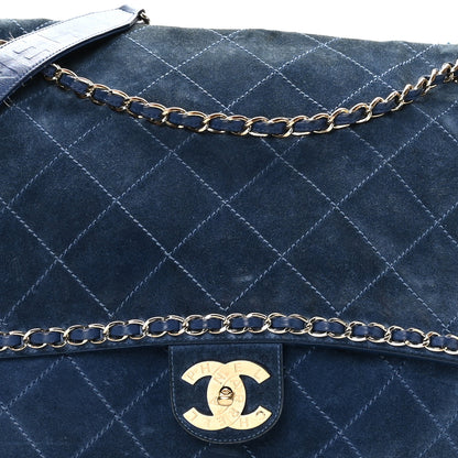 Chanel x Pharrell Williams Suede Lambskin XXL Flap Bag Navy 8 of 14