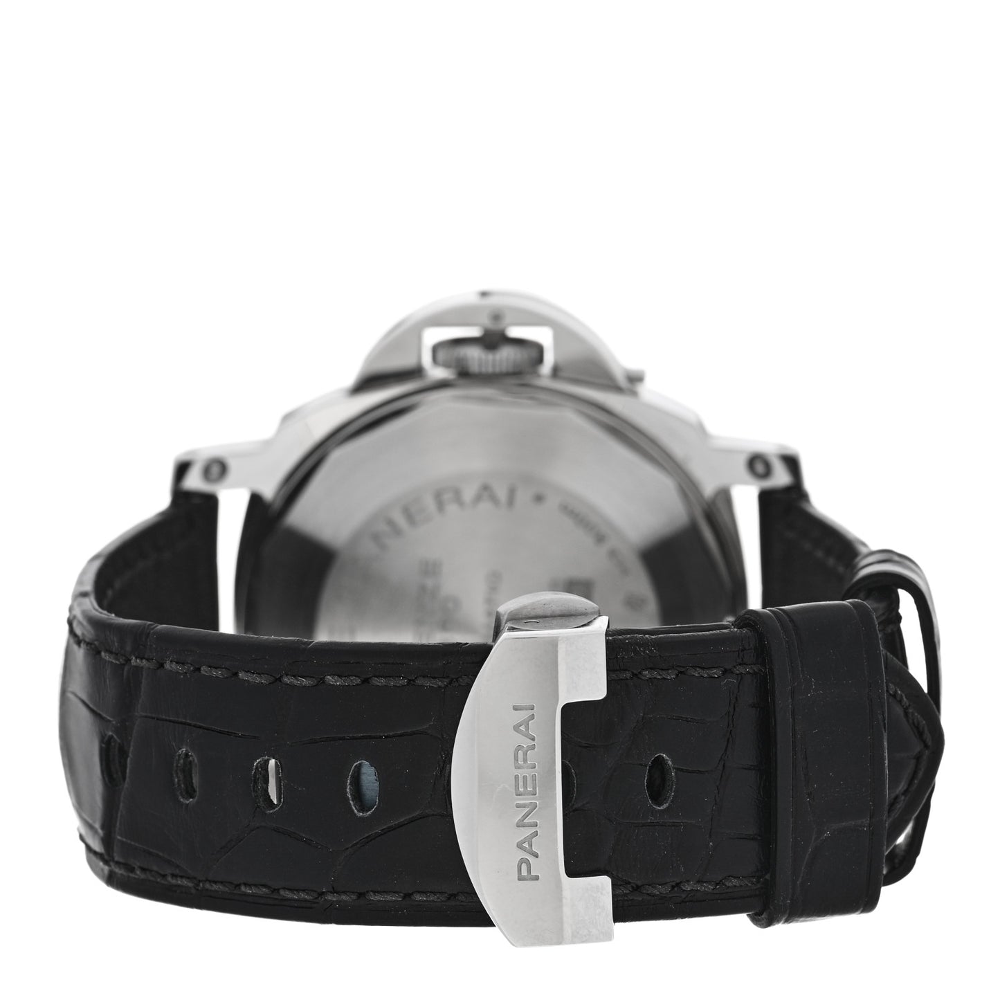 Stainless Steel Alligator 45mm Luminor Marina Automatic Watch Black PAM00104
