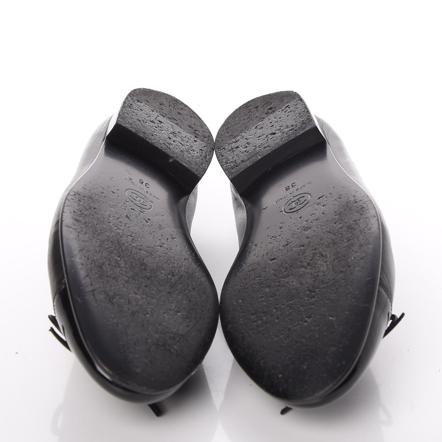 Lambskin Patent Cap Toe Ballerina Flats 38 Black