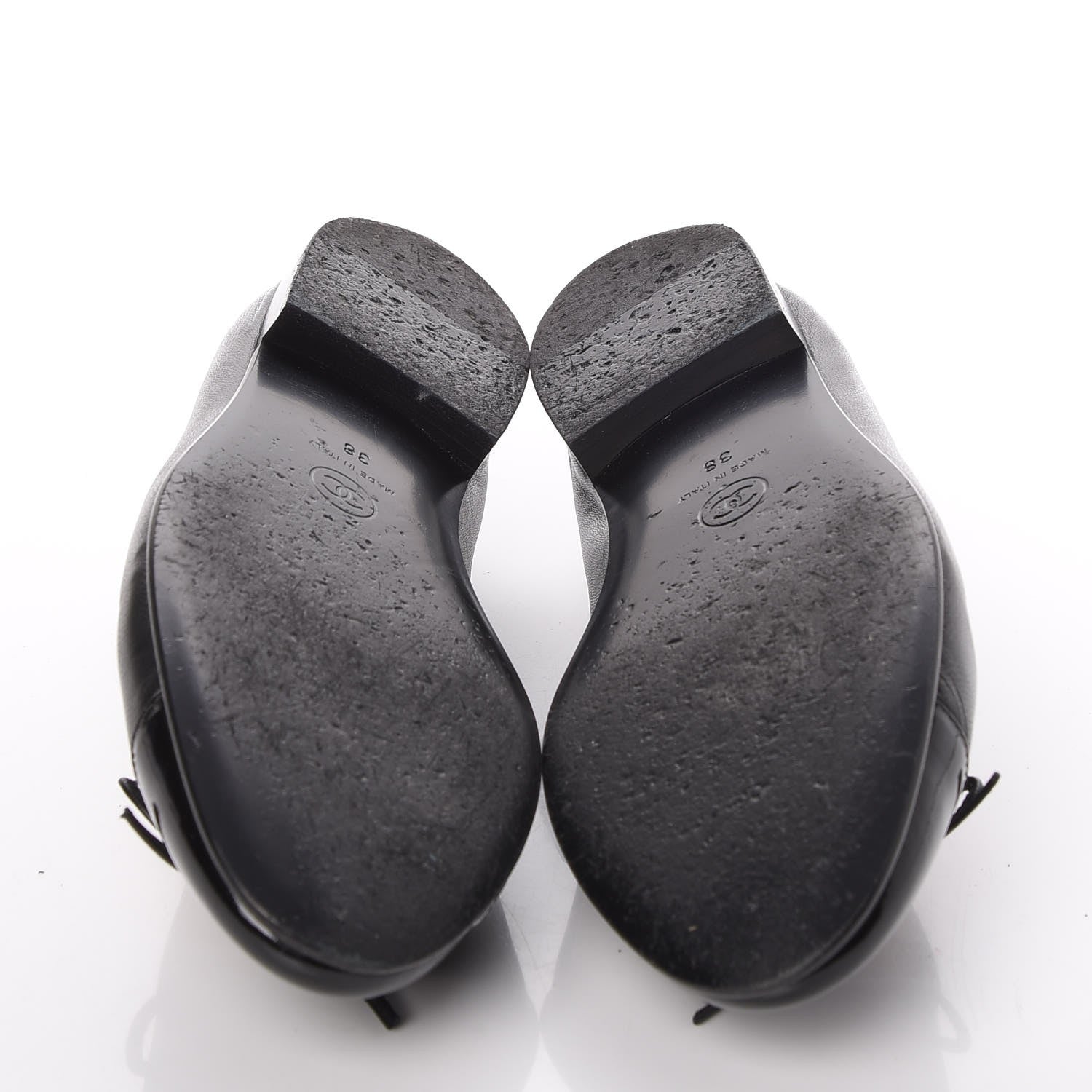 Chanel Lambskin Patent Cap Toe Ballerina Flats 38 Black 7 of 14