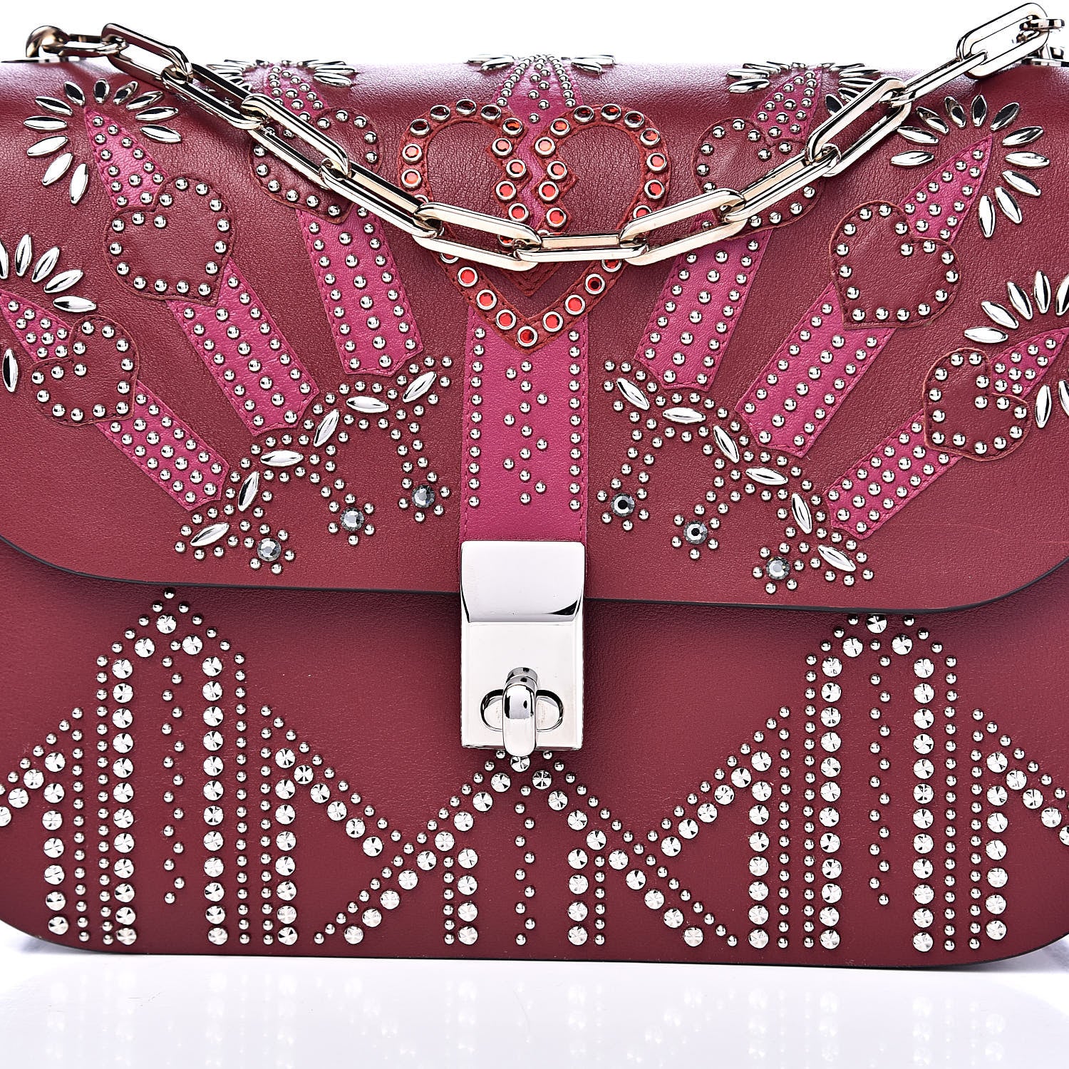 Valentino Garavani Vitello Loveblade Embellished Chain Flap Bag Rubino 10 of 10
