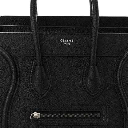 Celine Drummed Calfskin Micro Luggage Black 8 of 10