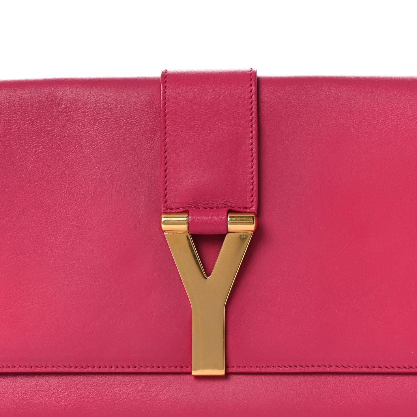 Calfskin Classic Y Ligne Clutch Fuchsia