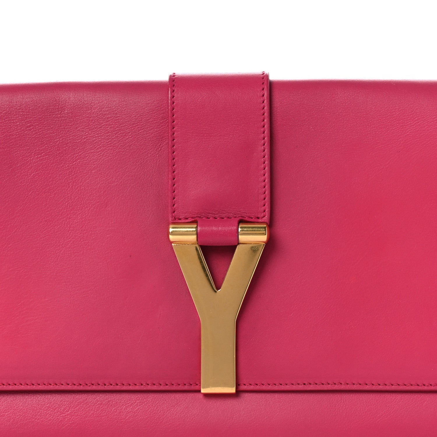 Saint Laurent Calfskin Classic Y Ligne Clutch Fuchsia 8 of 13