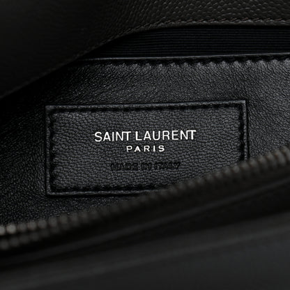 Saint Laurent Grain De Poudre Small West Hollywood Monogram Fold-Over Coal 7 of 10