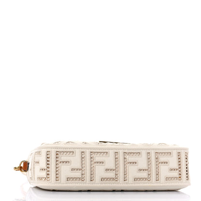 Fendi Canvas Cuoio Agata FF Ajour Embroidered Baguette Grezzo Cuoio 4 of 9