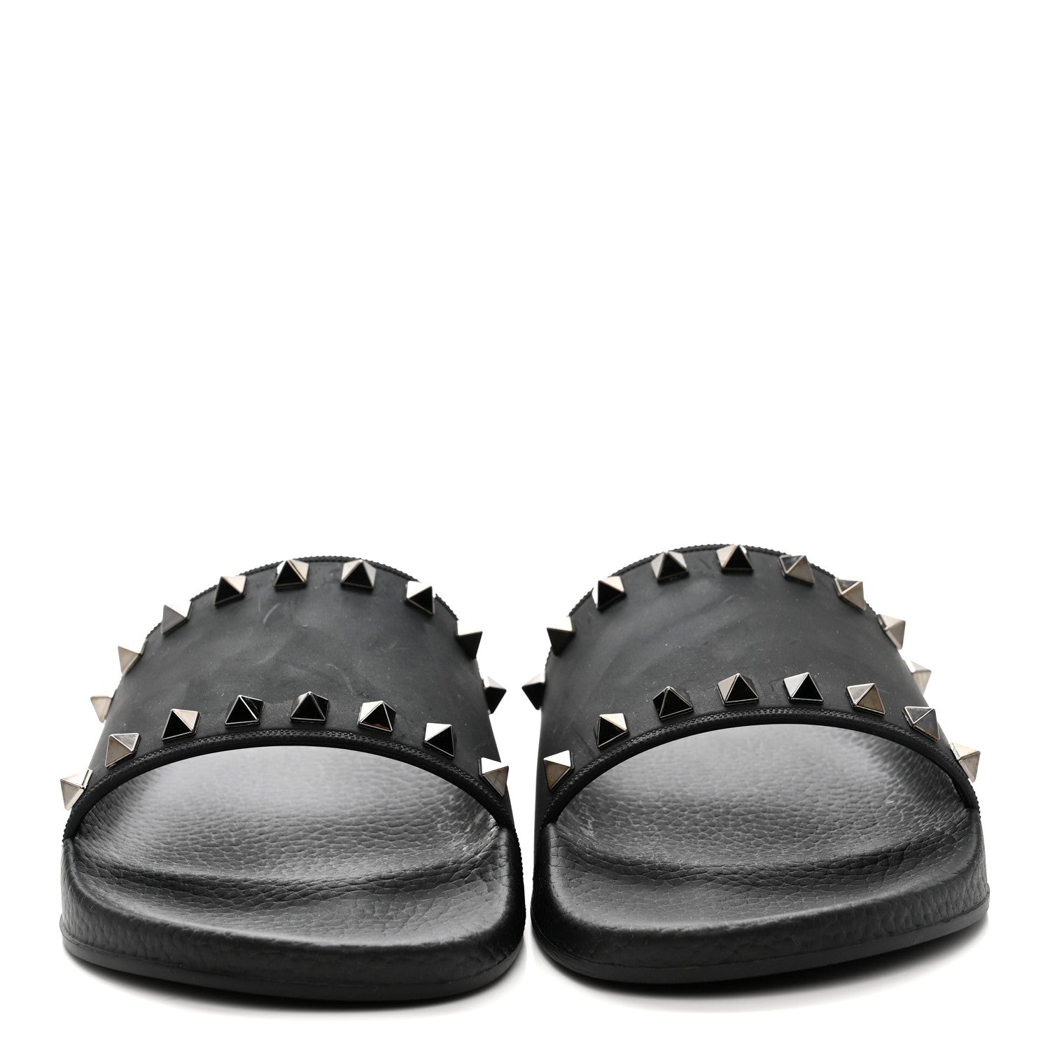 Valentino Garavani Rubber Rockstud Slide Sandals 39 Black 3 of 9