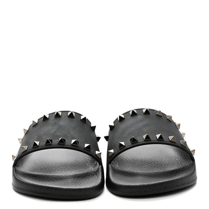 Valentino Garavani Rubber Rockstud Slide Sandals 39 Black 3 of 9