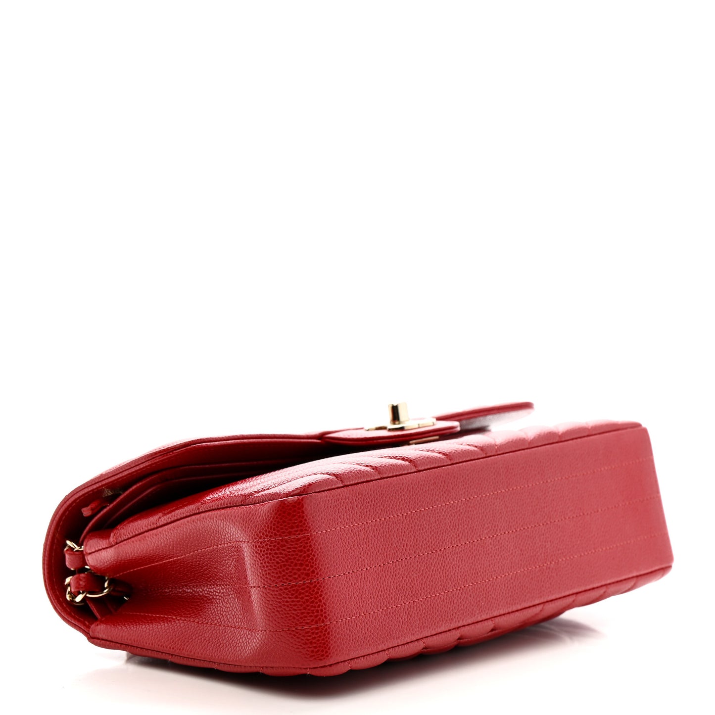 Caviar Chevron Quilted Small Double Flap Red