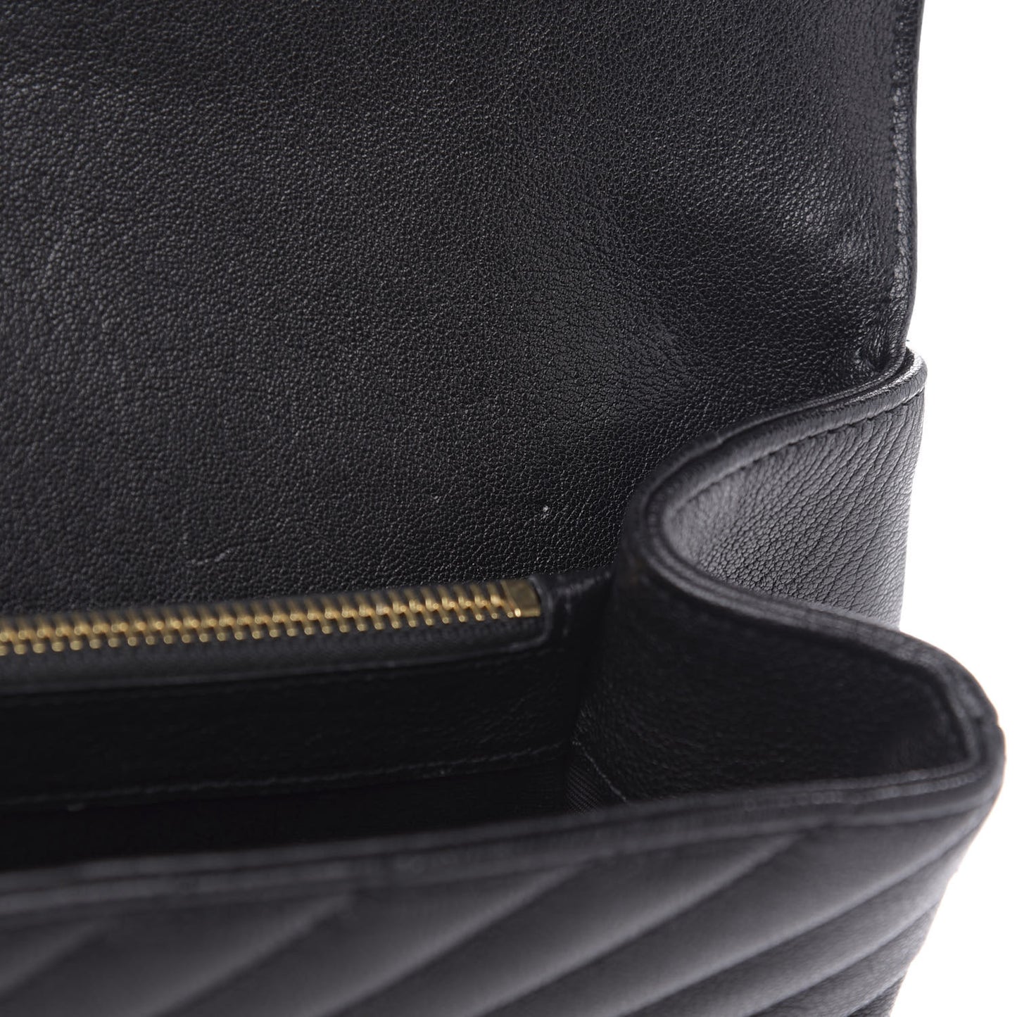 Sheepskin Matelasse Chevron Monogram Large College Satchel Black