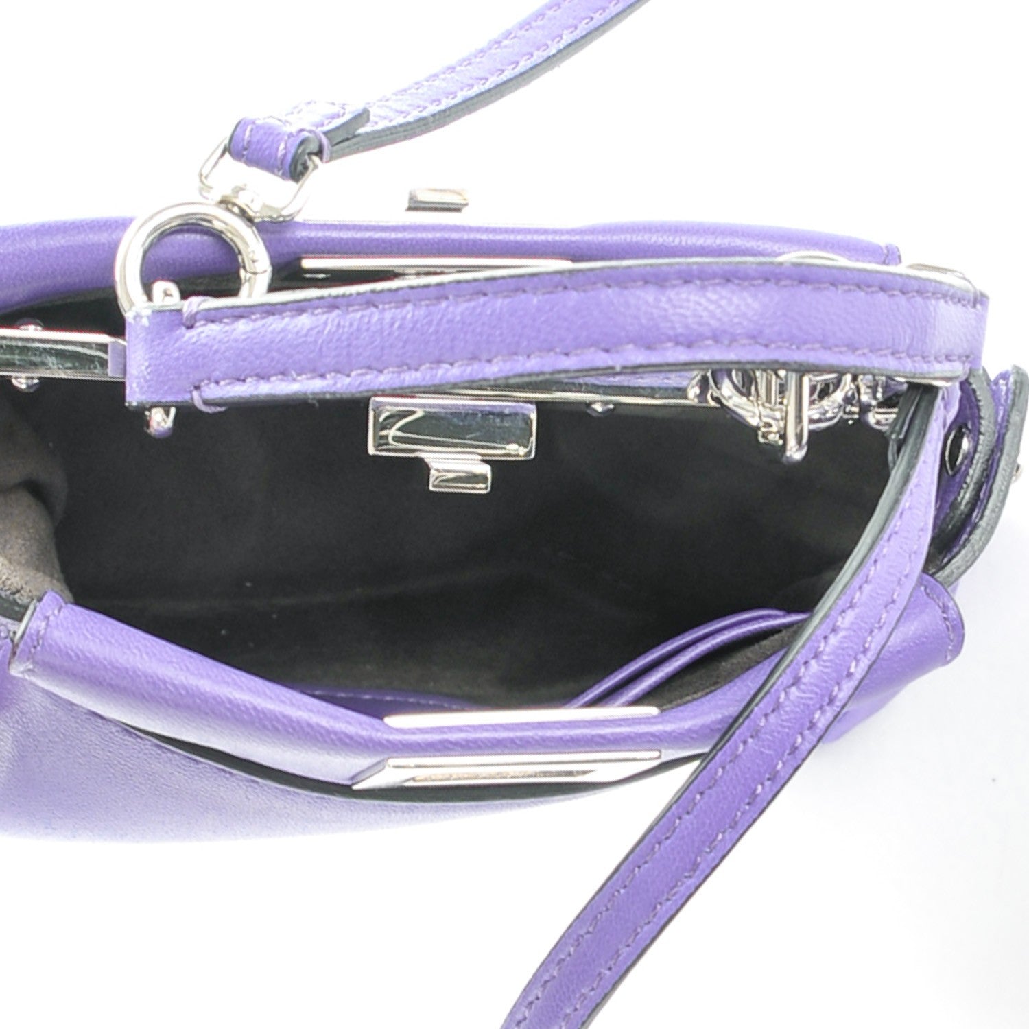 Fendi Shiny Nappa Micro Peekaboo Iconic Satchel Viola Cassis 6 of 8