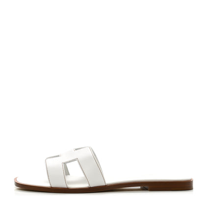 Hermes Box Calfskin Oran Sandals 39.5 White 1 of 9