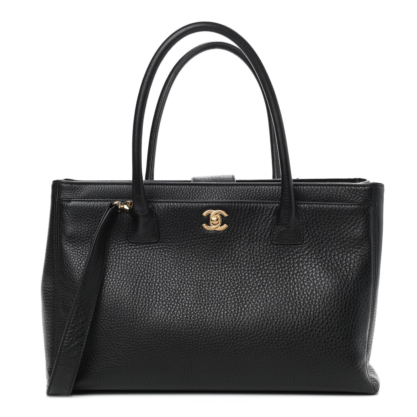 Calfskin Cerf Executive Shopper Tote Black