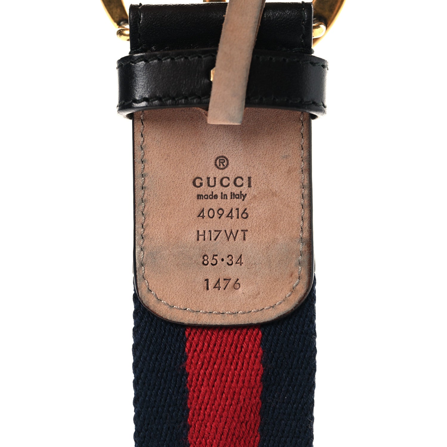 Gucci Nylon Calfskin Double G Web 40mm Belt 85 34 Blue Red Black 5 of 5