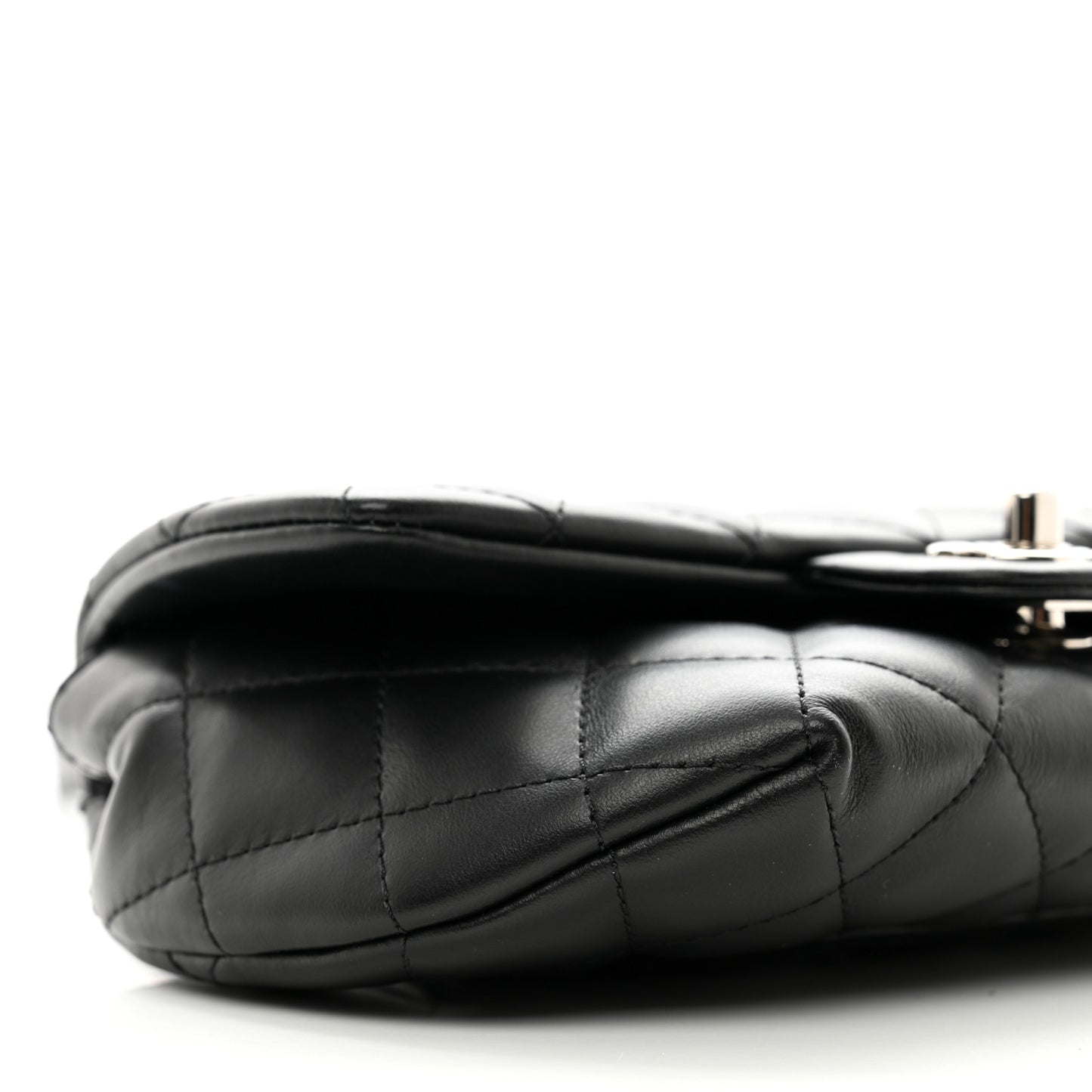 Calfskin Quilted CC Uniform Flap Belt Bag Black