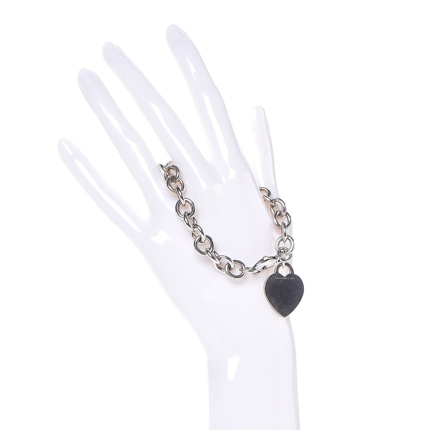 Sterling Silver Heart Tag Charm Bracelet