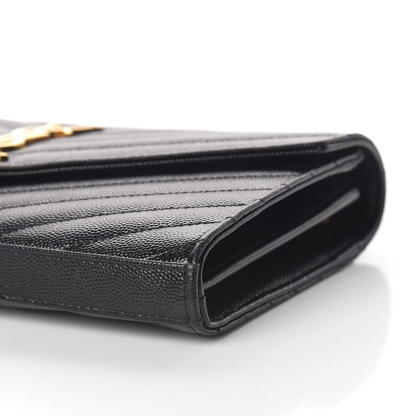 Grain De Poudre Matelasse Chevron Monogram Chain Wallet Black