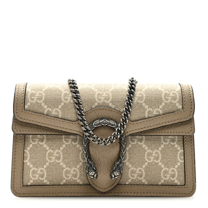 Gucci GG Supreme Monogram Textured Dollar Calfskin Super Mini Dionysus Shoulder Bag Beige Mystic White Oatmeal 1 of 9